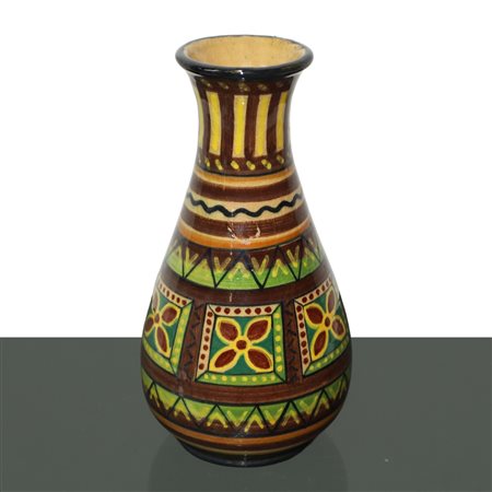 I.C.M.E. Catania Ceramiche - Vaso in ceramica nei toni del marrone con decori floreali