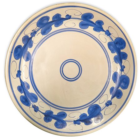 Piatto in maiolica di Santo Stefano di Camastra dipinto policromo nei Toni del blu