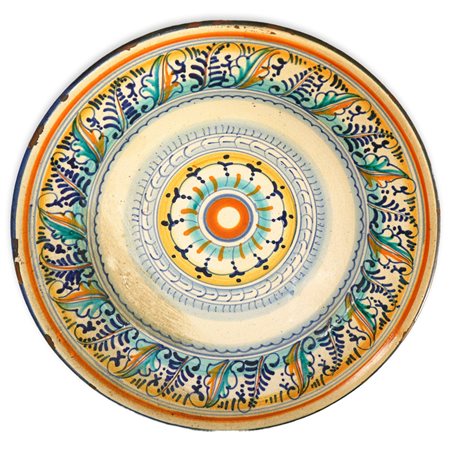 Piatto in maiolica dipinto policromo