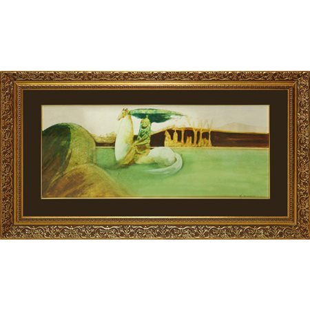 Cesare D'Angelo (Catania 1940 - 2006)  - Paesaggio con donna a cavallo