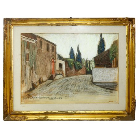 Carmelo Comes (Catania 1905 - Catania 1988)  - Scorcio urbano di Valverde, 1963