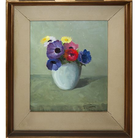 Giovanni Fichera detto Occhiolà (Catania 1925)  - Natura morta con fiori