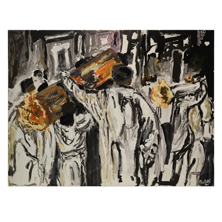 Antonio  Nicoletti (Catania 30/4/1953)  - Processione, portatori di ceri, 2002