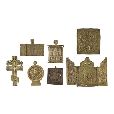 Sei icone e un crocifisso, Russia, XIX secolo