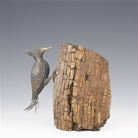 Modello di picchio in argento, Italia, XX secolo