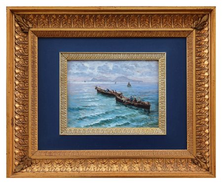 Radames Scoppa (Napoli, 1877 - 1957), Barche al largo di Capri