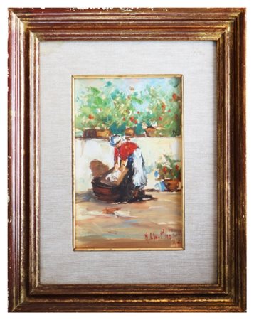 Norberto Martini (Firenze, 1940 - 2007), Donna che lava i panni