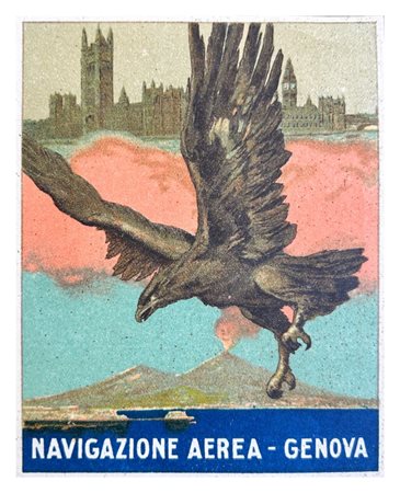 Lotto di 1 cartolina illustrata a soggetto aviatorio e simbolico, aeronautica italiana