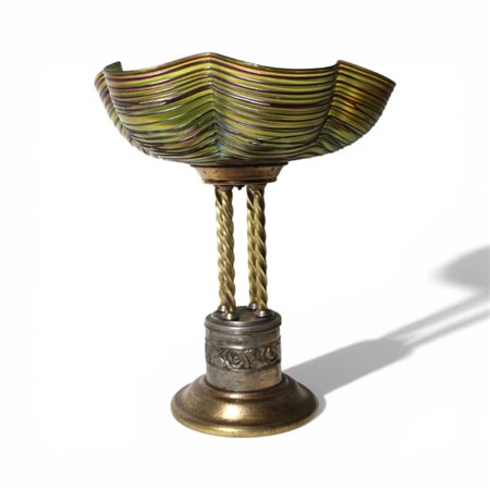 Centrotavola in vetro variegato in stile Loetz