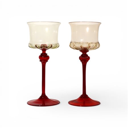 Coppia di calici in vetro di Murano