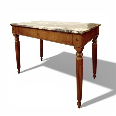 Console in noce a patina bionda filettato