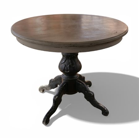 Tavolo rotondo verniciato nero e tortora