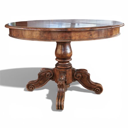 Tavolo rotondo da pranzo allungabile in noce