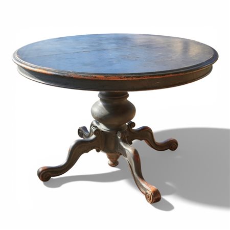 Tavolo rotondo da pranzo allungabile verniciato nero