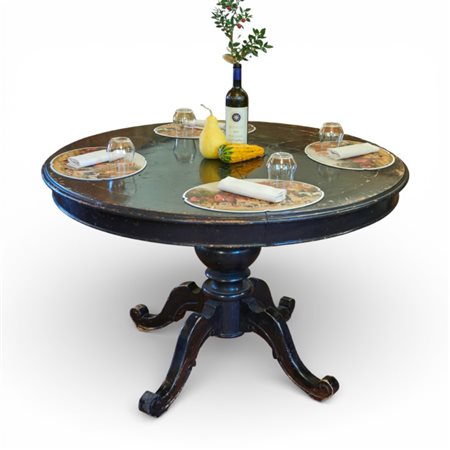 Tavolo rotondo da pranzo allungabile in noce verniciato nero