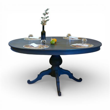 Tavolo ovale da pranzo in legno verniciato grigio