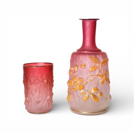 Bottiglia da notte in vetro ghiacciato rosa