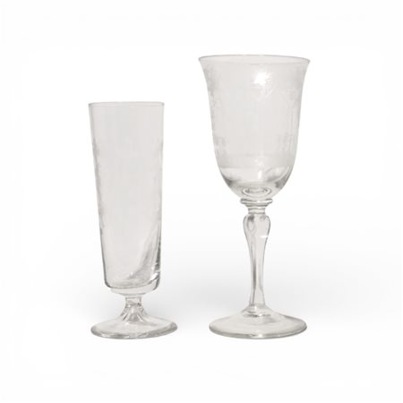 Calice e flute in cristallo molato