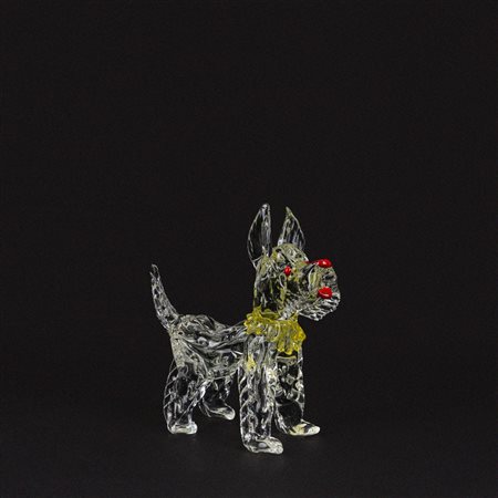 Scultura in vetro di Murano raffigurante terrier