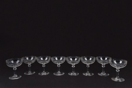 Otto coppe da champagne in cristallo molato