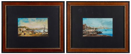 Scuola napoletana del XX secolo - Coppia di vedute napoletane