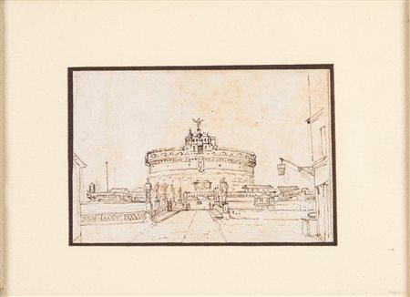 Scuola italiana del XIX secolo - Veduta di Castel Sant'Angelo a Roma