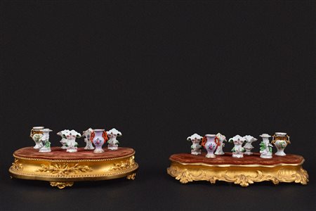 Lotto composto da 14 miniature di vasi in porcellana policroma