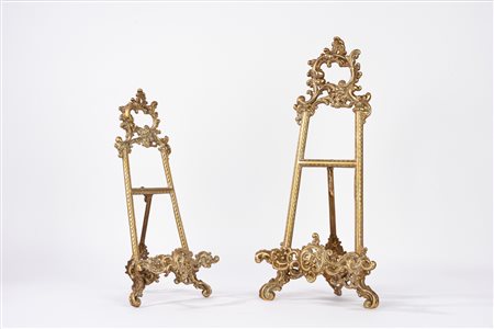 Due cavalletti in bronzo dorato, fine secolo XIX inizi secolo XX