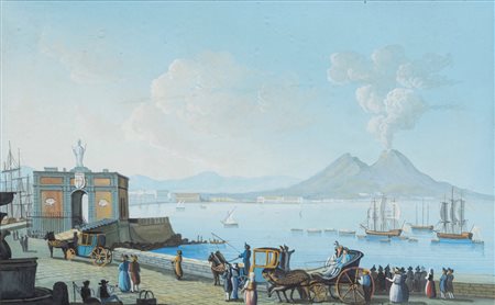 Scuola napoletana del XX secolo - Napoli, il Molo grande con il fortino di S. Gennaro