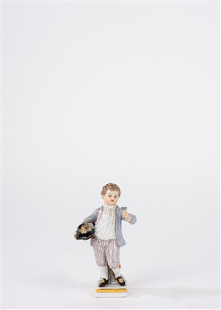 Paggetto in porcellana policroma, Meissen fine secolo XIX - inizio secolo XX