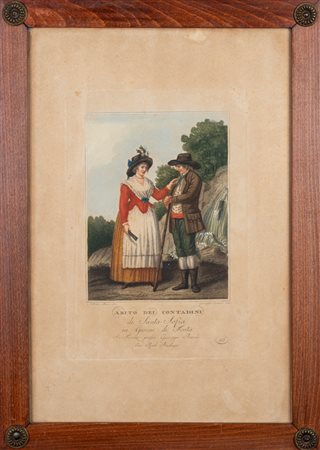 Scuola toscana, fine secolo XVIII - inizi secolo XIX - Serie di quindici incisioni raffiguranti i contadini della Toscana, editore Giuseppe Bardi