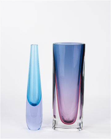 Due vasi in vetro di Murano sommerso