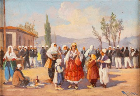 Pittore orientalista, secolo XIX - Scena di mercato