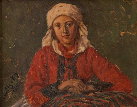 Scuola russa fine del XIX secolo - Ritratto di giovane donna, 1925