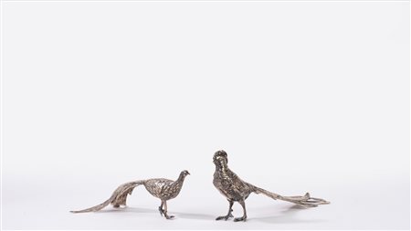 Coppia di uccellini argento