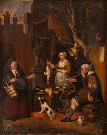 Seguace di Gabriel Metsu - Pollivendola
