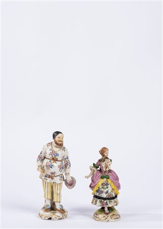 Due statuine in porcellana Capodimonte, secolo XIX
