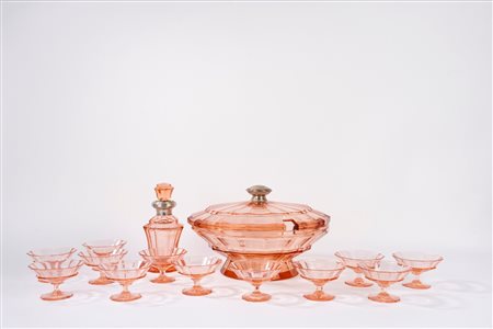 Servizio da punch in cristallo rosa