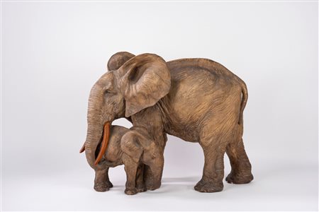 Guido Cacciapuoti (Napoli 1892 - 1953)  - Elefante ed elefantino