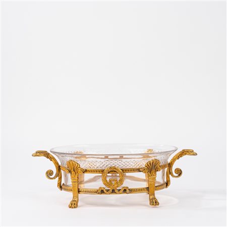 Centrotavola in cristallo e bronzo dorato