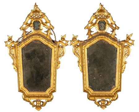 Coppia di specchierine a ventola, secolo XIX