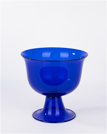 Grande coppa in vetro di Murano blu