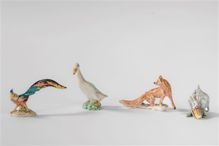 Guido Cacciapuoti (Napoli 1892 - 1953)  - Una volpe, due topolini con pannocchia e un fagiano