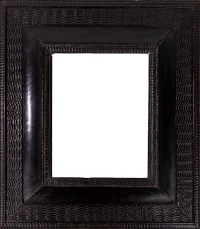 Cornice a guilloche in legno intagliato ed ebanizzato, secolo XIX
