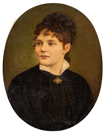 Scuola italiana, secolo XIX - Ritratto di gentildonna a mezzo busto 