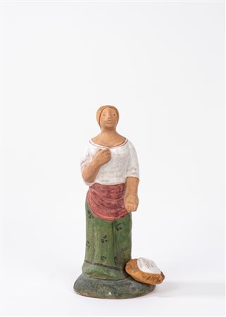 Scultura in terracotta raffigurante lavandaia, manifattura di Albissola