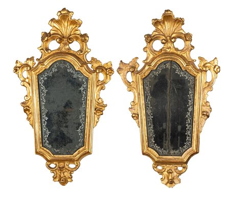 Coppia di specchierine a ventola, secolo XIX