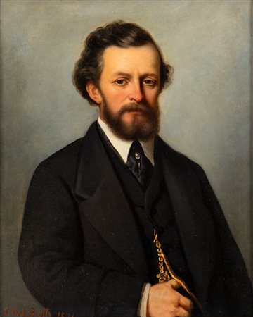 Stefano Del Biotto (sec. XIX) - Ritratto di gentiluomo a mezzo busto