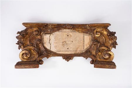 Cartagloria in legno intagliato e dorato, secolo XVIII