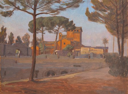 Pietro D'Achiardi (Pisa 1879 - Roma 1940)  - Villa con pini marittimi